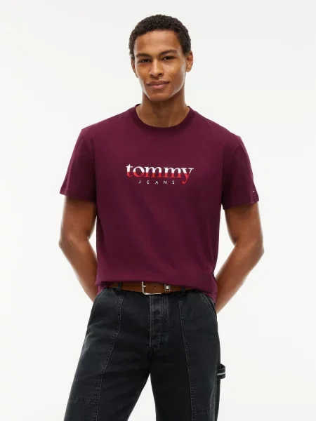 Tommy Jeans Tričko lesného ovocia / jasne červená biela