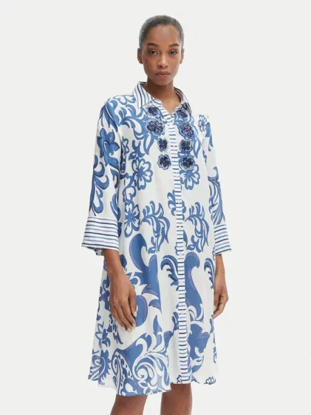 Iconique Rochie tip cămașă Romina albastru