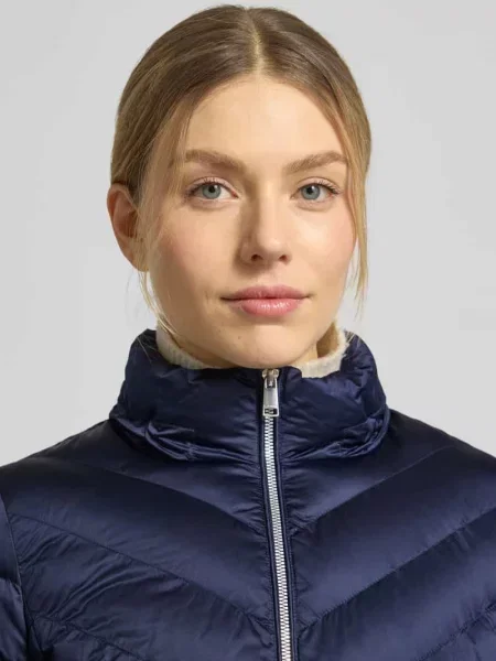 Taliowana pikowana kurtka z dwukierunkowym zamkiem błyskawicznym model ANYA' Beaumont Amsterdam granatowa