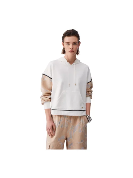Bluza z kapturem Liu Jo z kapturem z organzy biała