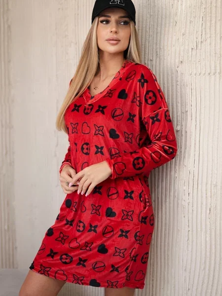 Aksamitna sukienka Kesi garniturowa czerwona