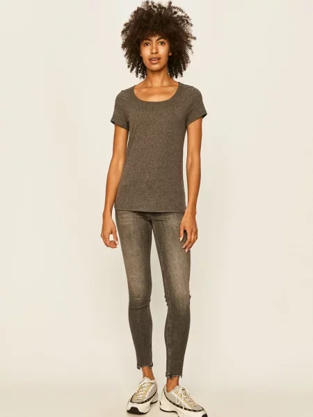 Tommy Jeans basic tričko s bavlnou šedé