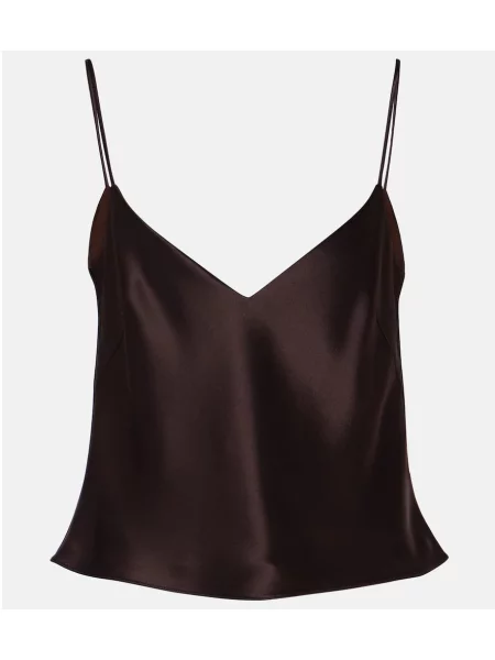 Satynowy top Galvan brązowy