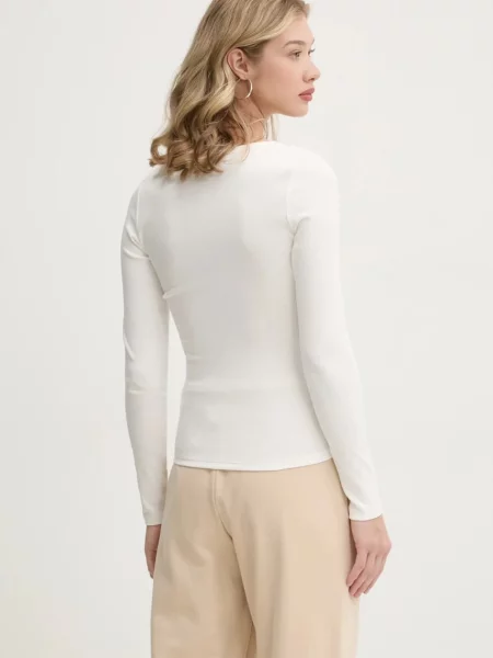 Tommy Jeans longsleeve z bawełną beżowa