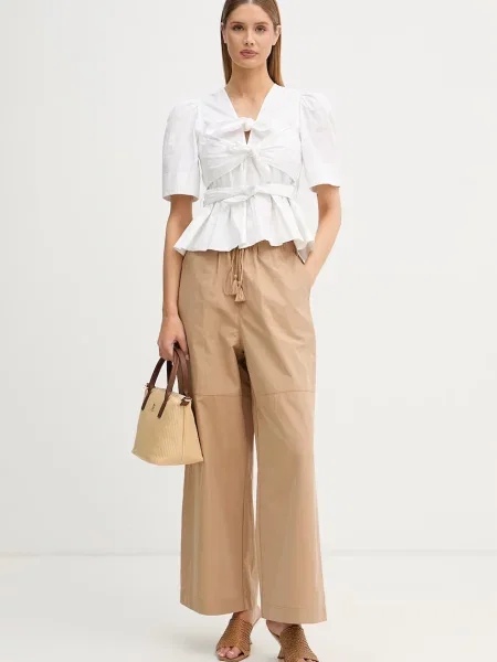 Sisley штани wide leg з бавовною