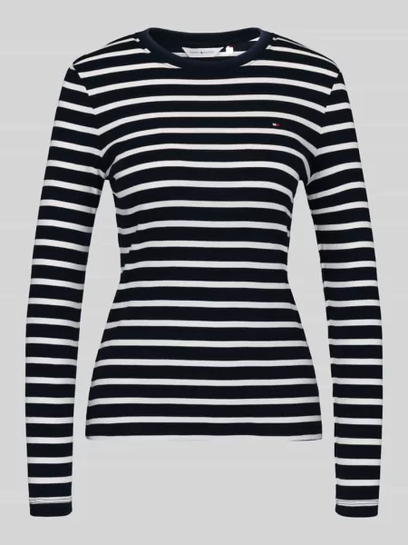 Bluzka z długim rękawem o kroju slim fit z czystej bawełny Tommy Hilfiger czarna