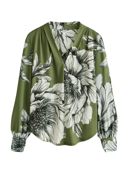 Next Bluză verde / verde pin alb