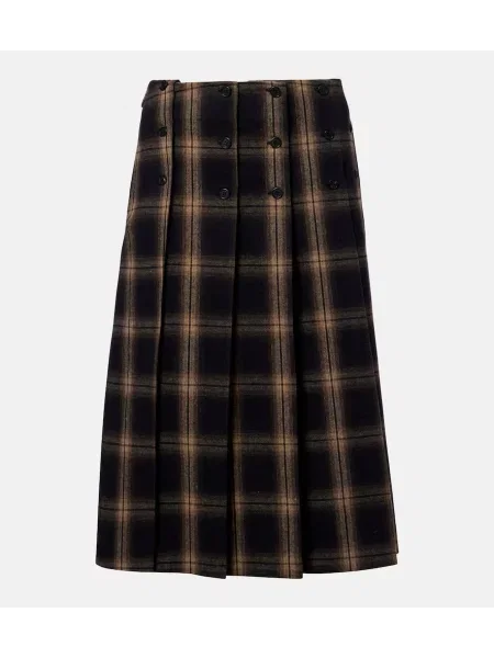Fusta plisata The Attico în carouri plisată până la genunchi maro