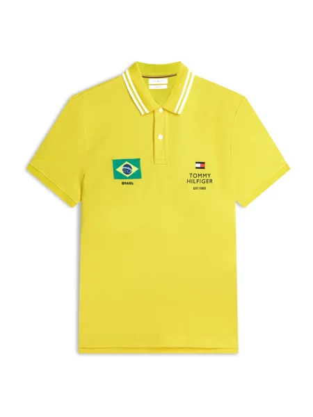 TOMMY HILFIGER Tricou galben deschis / verde pin / roșu intens negru