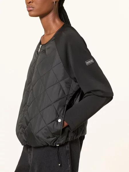 Barbour International Prošívaná Bunda Seren Z Kombinace Materiálů černá