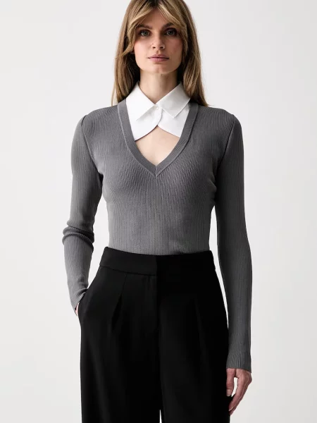 Karl Lagerfeld pulover pentru femei cu vâscoză gri
