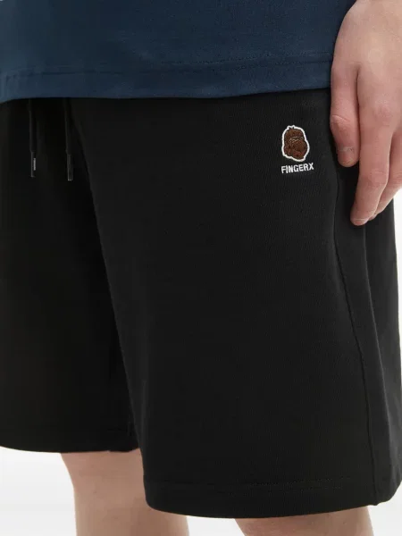 Pantaloni scurți Fingercroxx cu broderie cu cordon negru