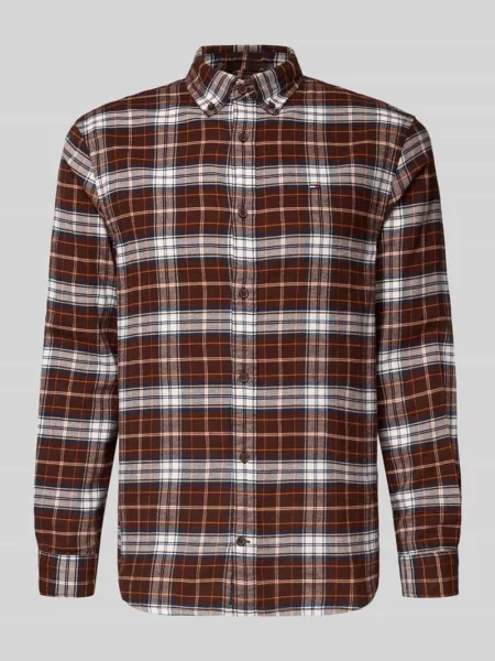 Koszula casualowa o kroju regular fit z czystej bawełny Tommy Jeans brązowa
