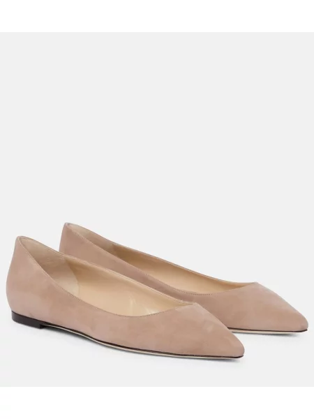 Balerini Jimmy Choo din piele de căprioară roz