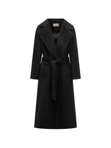 Cu centură palton Weekend Max Mara cu rever negru
