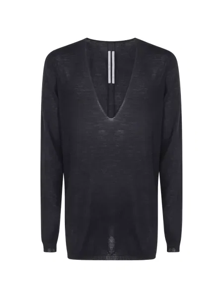 Pulover Rick Owens de lână cu decolteu în V negru