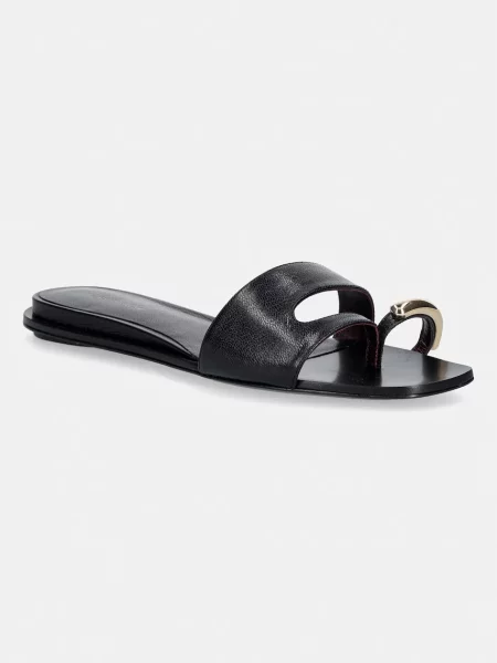 Tory Burch papuci cu plat pentru femei din piele Pierced Slide negru