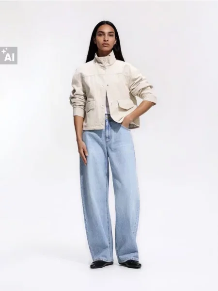 Reserved Вельветова куртка oversize нюдовий 