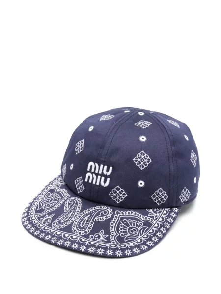 Șapcă Miu Miu cu broderie albastru