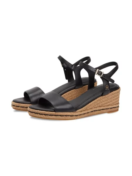 Sandale Tommy Hilfiger din piele cu pană maro