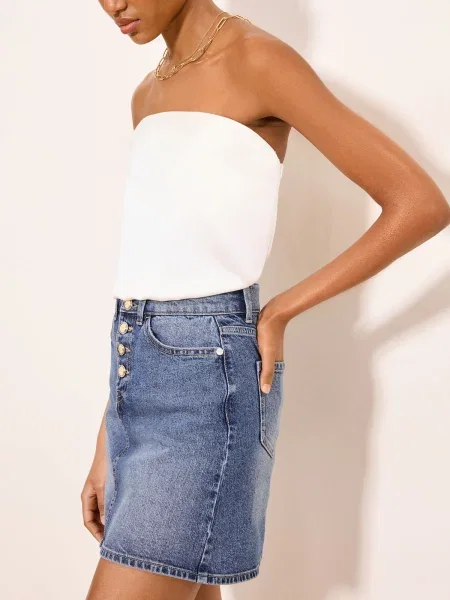 Lipsy Fustă denim albastru
