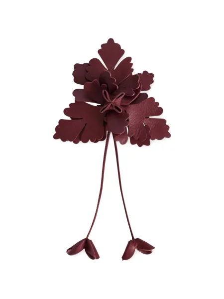 Brosa Alberta Ferretti din piele cu model floral roșu