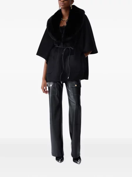 Poncho Liu Jo din piele de oaie negru