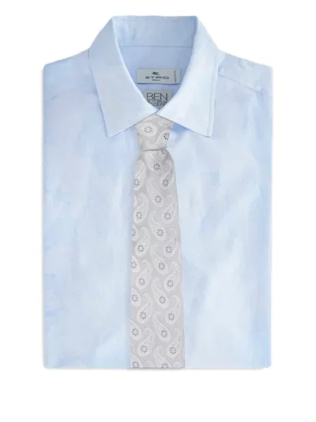 Cravată Etro cu model paisley din jacard gri