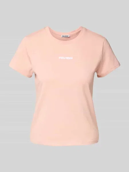 T-shirt z wyhaftowanym logo i okrągłym dekoltem Review