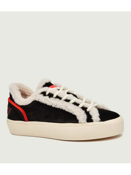 INUIKII Căptușite sneakers Lila | piele întoarsă | shearling negru