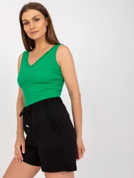 Tricou Fashionhunters cu dungi verde