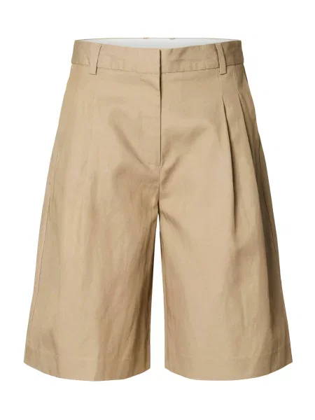 SELECTED Hlače z naborki SELECTED X HOTEL AMOUR' bež