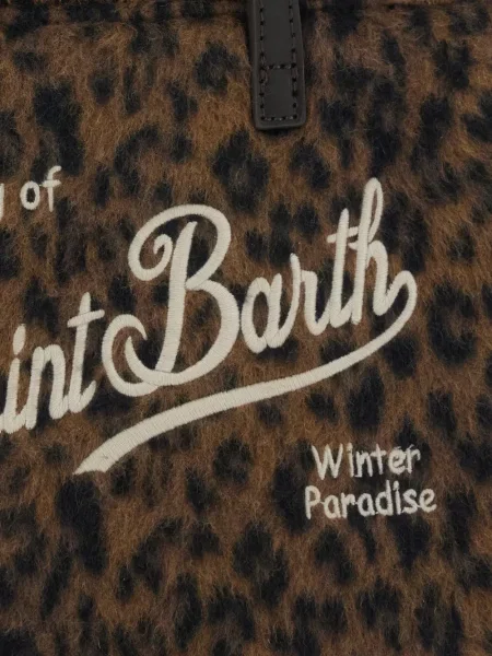Geantă shopper Mc2 Saint Barth cu imagine cu model leopard maro