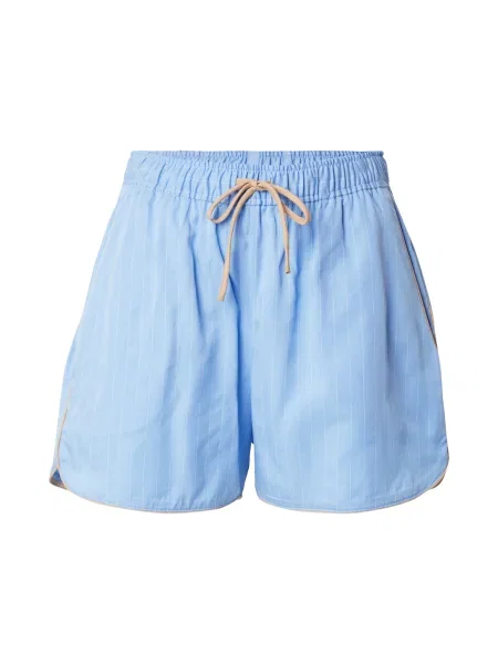 MUNTHE pantaloni scurți din amestec de in UPPI cu imprimeu high waist albastru