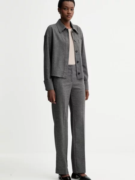 Marc O'Polo kurtka koszulowa z dodatkiem wełny przejściowa oversize szary