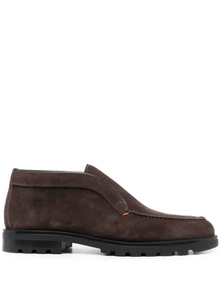 Pantofi loafer Santoni din piele de căprioară maro
