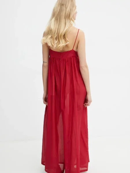 Liviana Conti kombinezon z domieszką jedwabiu z dekoltem karo czerwony
