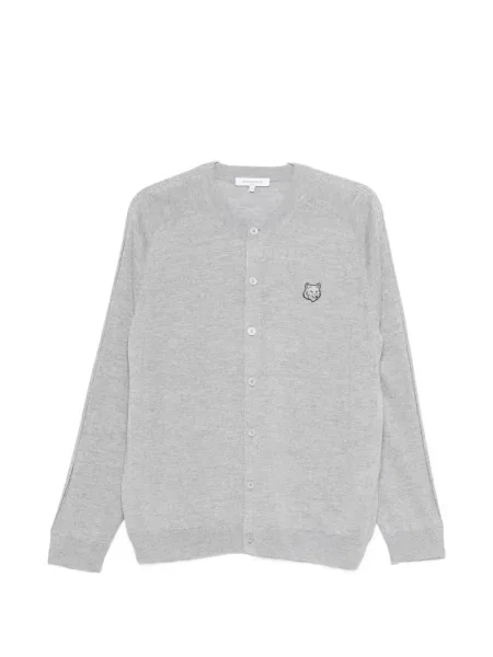 Cardigan Maison Kitsune cu broderie gri