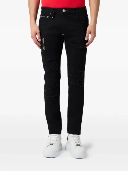 Blugi Philipp Plein cu broderie negru