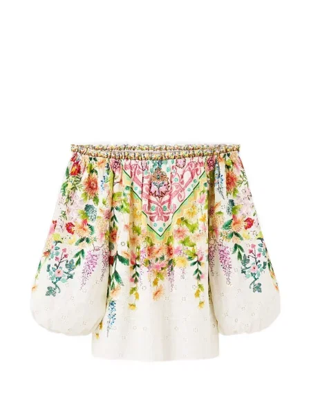 Top Camilla cu model floral cu imagine alb