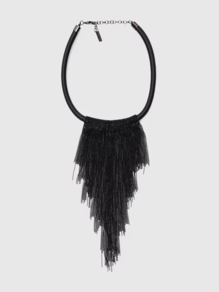Кожаное ожерелье Peserico черное