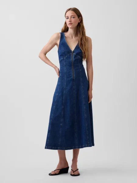 Rochie din denim Gap albastru