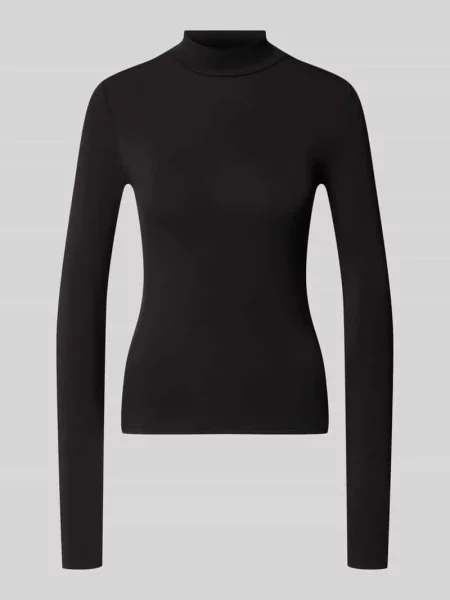 Koszulka z długim rękawem w kroju slim fit z mieszanki lyocellu z golfem Review czarna