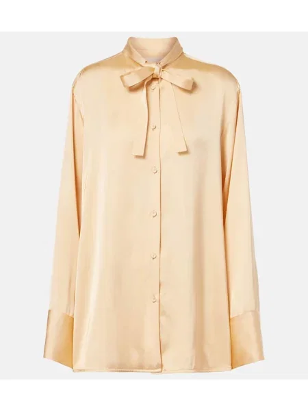 Satynowy top Jil Sander z kokardką beżowy