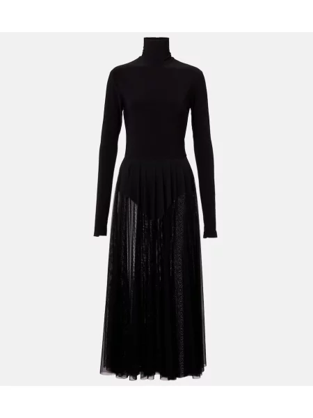 Przezroczysta sukienka midi Norma Kamali z dżerseju do kolan czarna