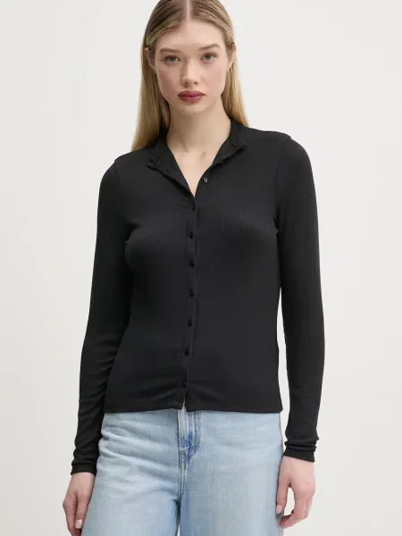 Блуза Abercrombie & Fitch с изчистен дизайн черно