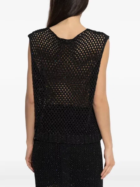 Dzianinowa kamizelka dzianinowa Akep z cekinami czarna