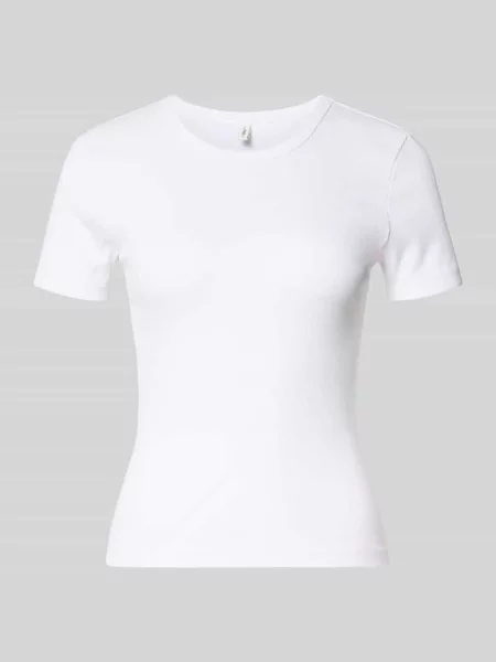T-shirt o kroju slim fit z mieszanki bawełny ekologicznej model ‘VAL LIFE’ Only biała