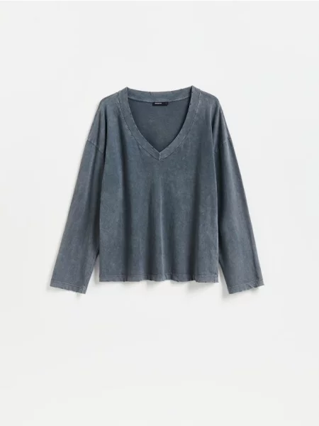 Reserved Bluză lungă oversize din gri-închis gri