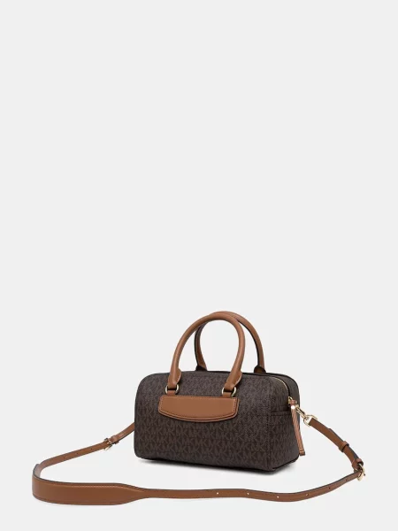 Torba podróżna Michael Kors z logo skórzana brązowa